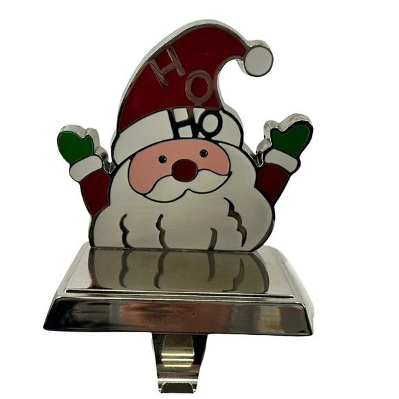 Vintage 7 in. Lacquer Stocking Hanger Set Santa Snowman - Picture 1 of 6